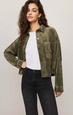 Z Supply All Day Cropped Suede Jacket in Monstera