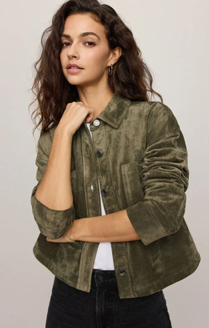 Z Supply All Day Cropped Suede Jacket in Monstera