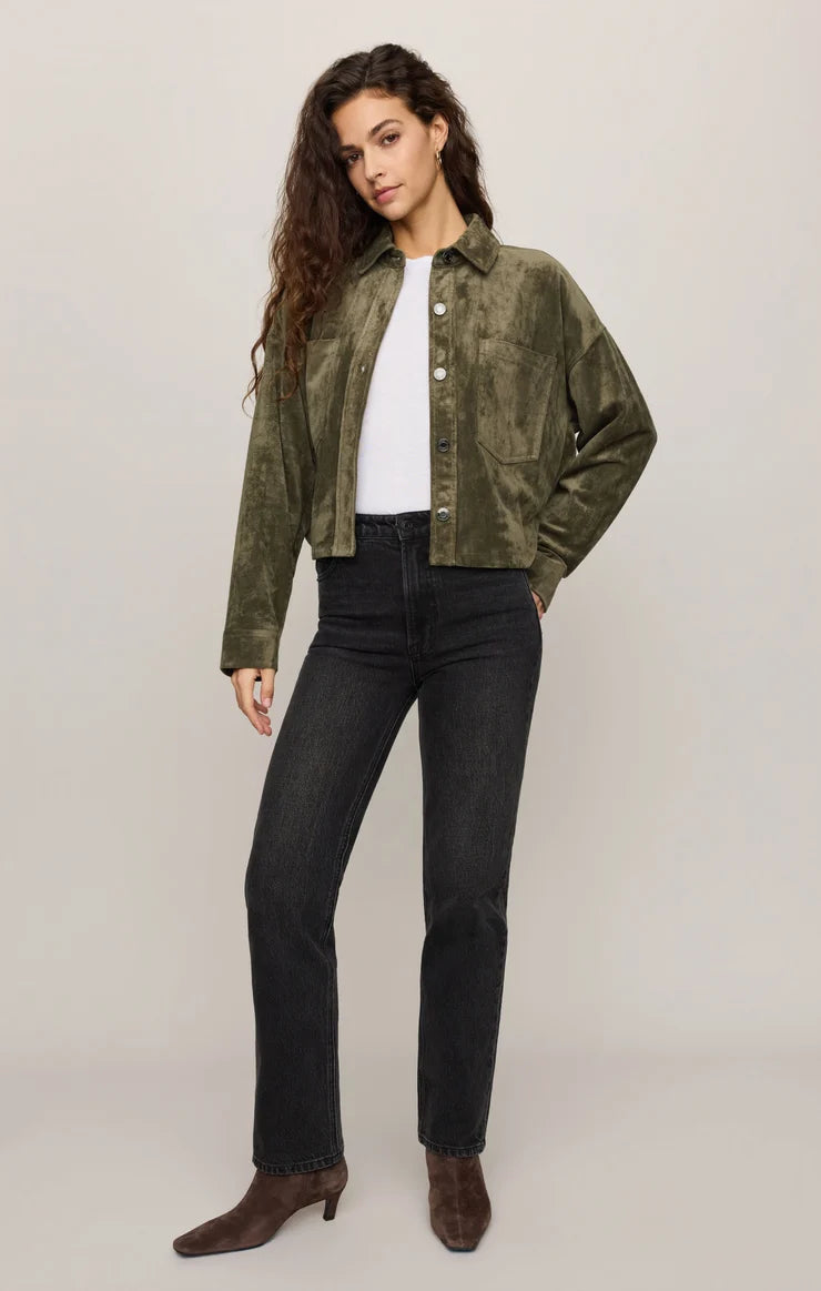 Z Supply All Day Cropped Suede Jacket in Monstera