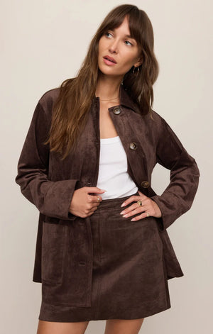 Z Supply Decker Suede Chore Coat in Dark Chocolate