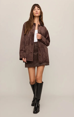 Z Supply Decker Suede Chore Coat in Dark Chocolate