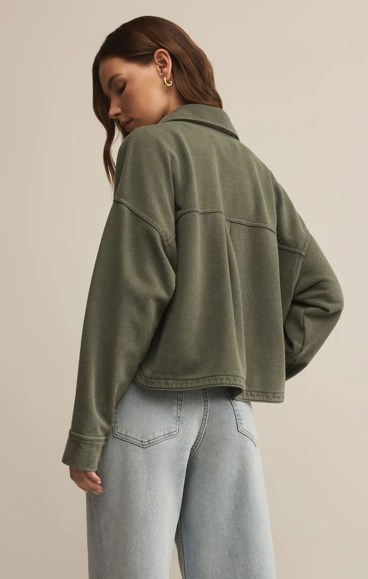 Z Supply All Day Cropped Knit Jacket in Hunter Green 