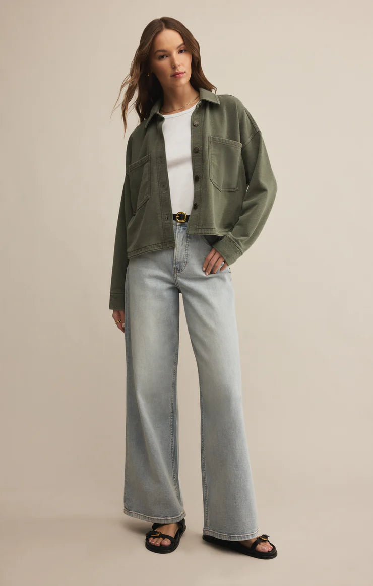 Z Supply All Day Cropped Knit Jacket in Hunter Green