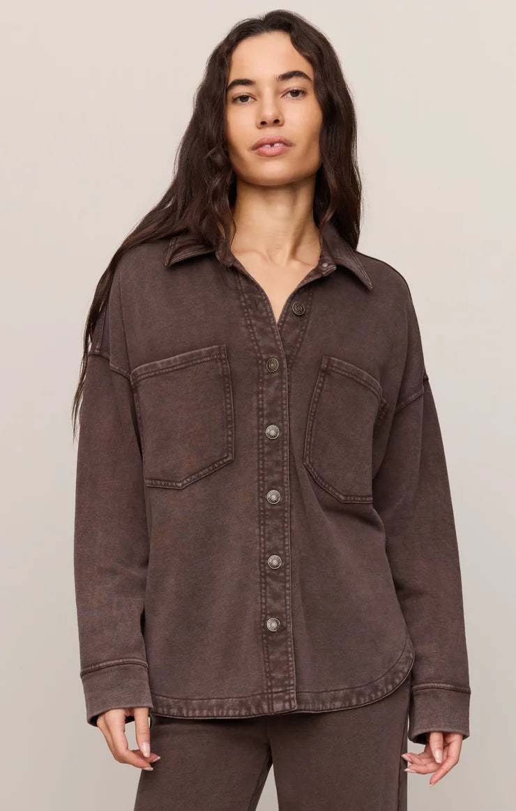 Z Supply All Day Knit Jacket in Dark Chocolate