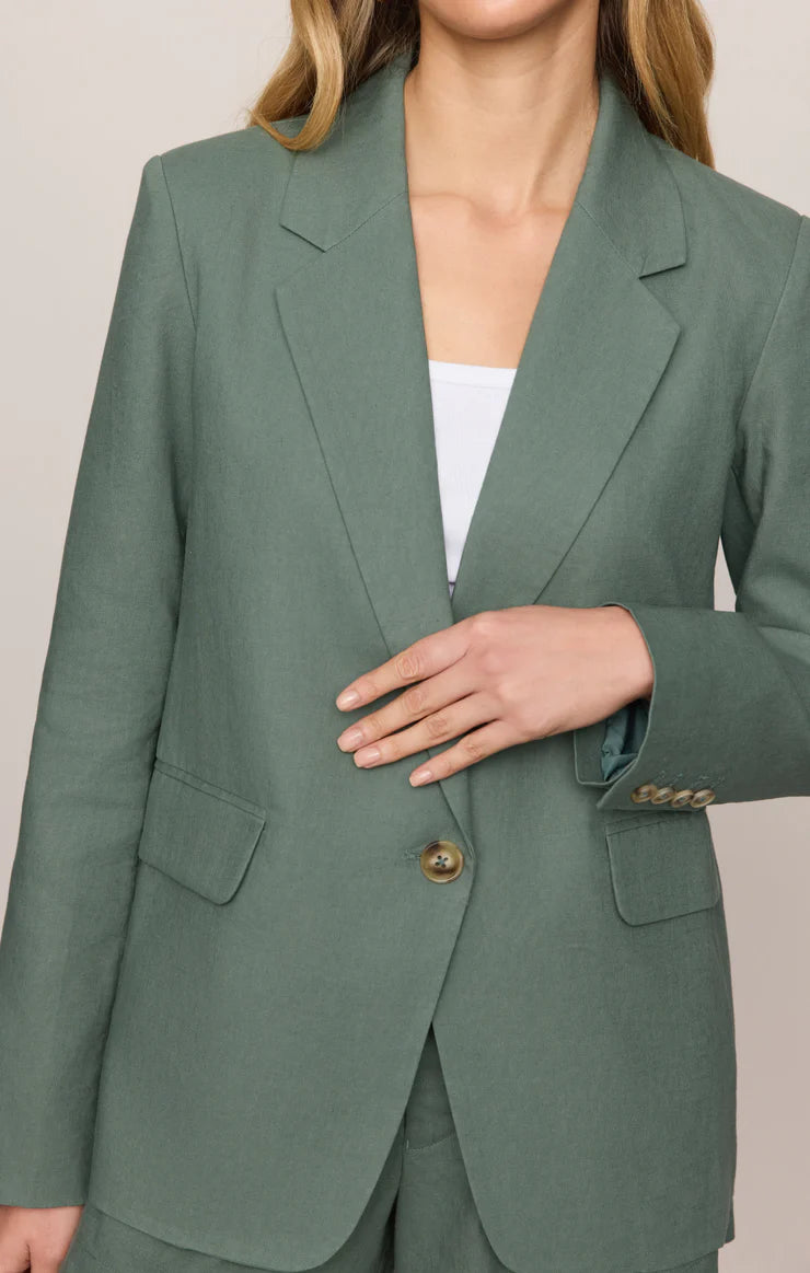 Z Supply Evan Linen Blazer in Everglade