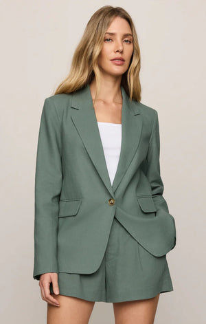 Z Supply Evan Linen Blazer in Everglade