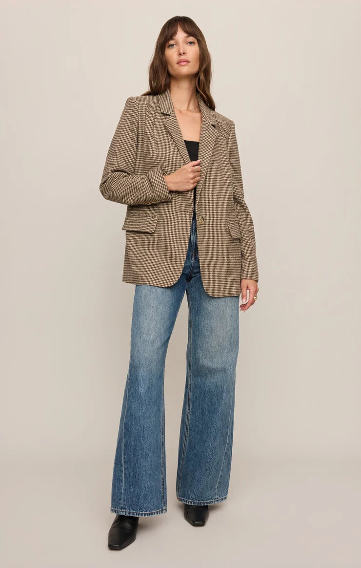 Z Supply Dark Chocolate Evan Houndstooth Blazer