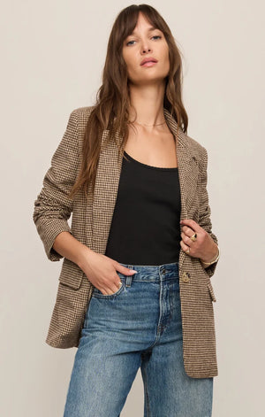 Z Supply Dark Chocolate Evan Houndstooth Blazer