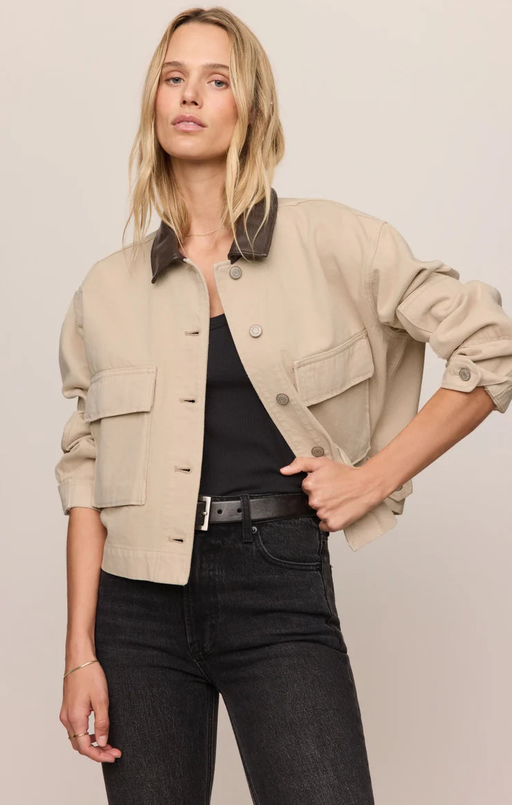 Z Supply Rey Cropped Chore Jacket in Soapstone