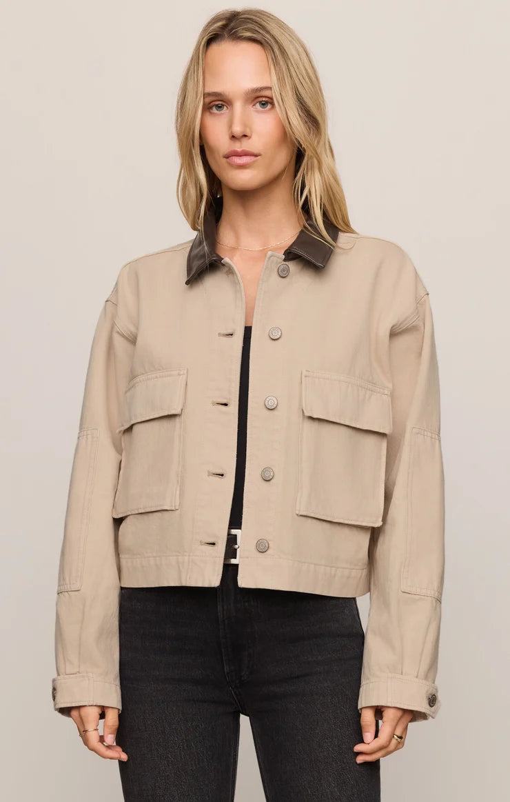Z Supply Rey Cropped Chore Jacket in Soapstone