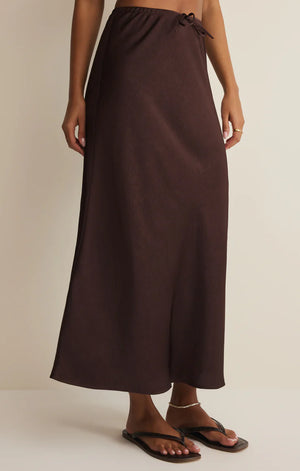 Z Supply Viva Chocolate Cherry Brown Satin Skirt