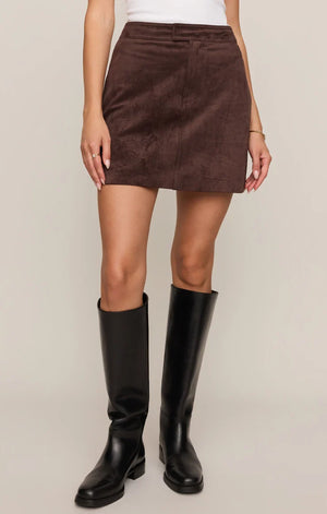 Z Supply Dark Chocolate Perri Suede Mini Skirt