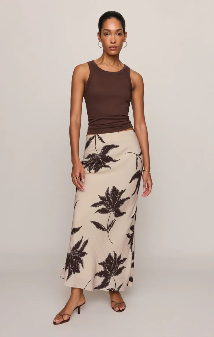 Z Supply Europa Clem Floral Skirt in Ecru