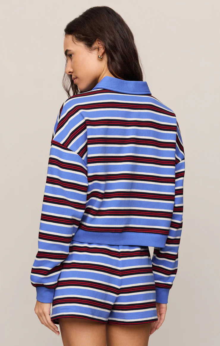 Z Supply Low Key Stripe Henley in  Bay Blue