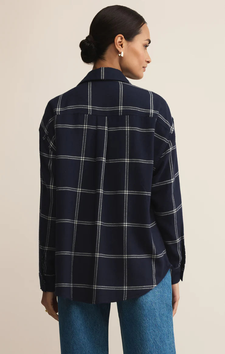 Z Supply River Plaid Button Up in Blue Sappire