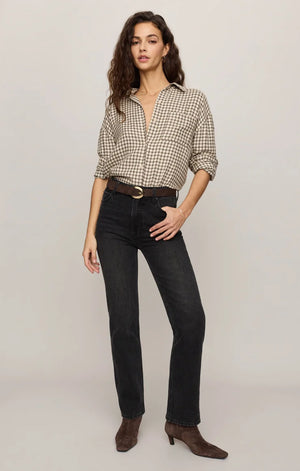 Z Supply River Plaid Button Up in Dark Chocolate