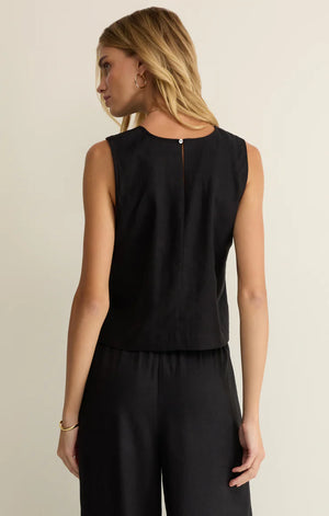 Z Supply Sloane Black Linen Top