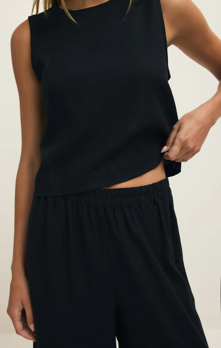 Z Supply Sloane Black Linen Top