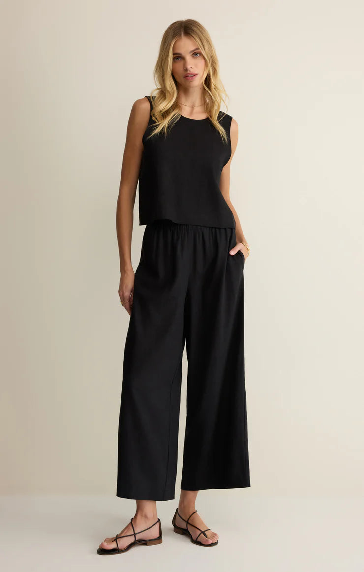 Z Supply Sloane Black Linen Top