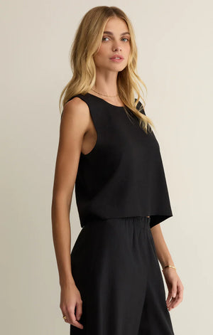 Z Supply Sloane Black Linen Top