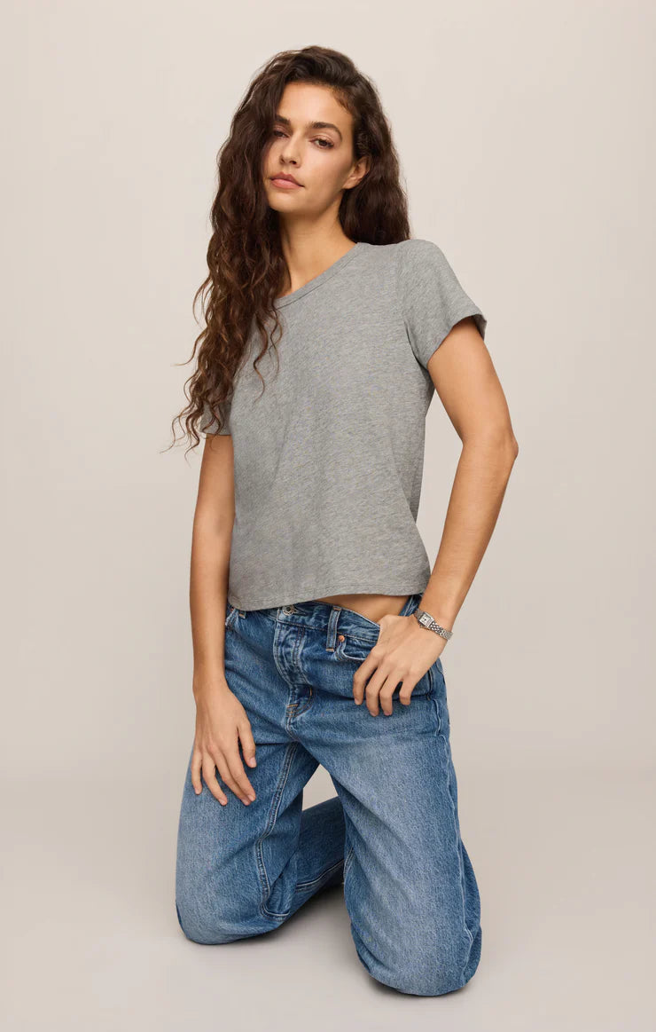 Z Supply Junie Slub Tee Shirt in Heather Grey