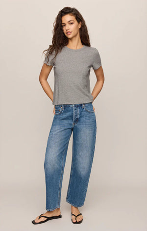Z Supply Junie Slub Tee Shirt in Heather Grey