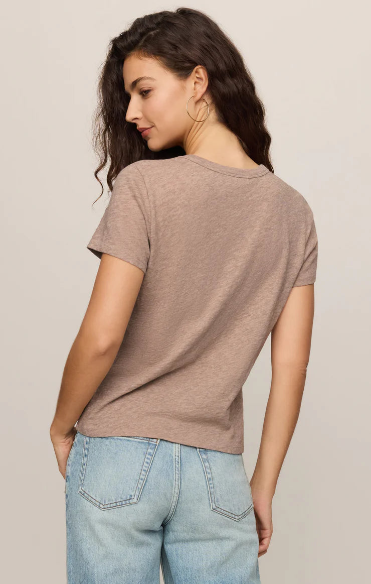 Z Supply Junie Slub Tee Shirt in Heather Ash