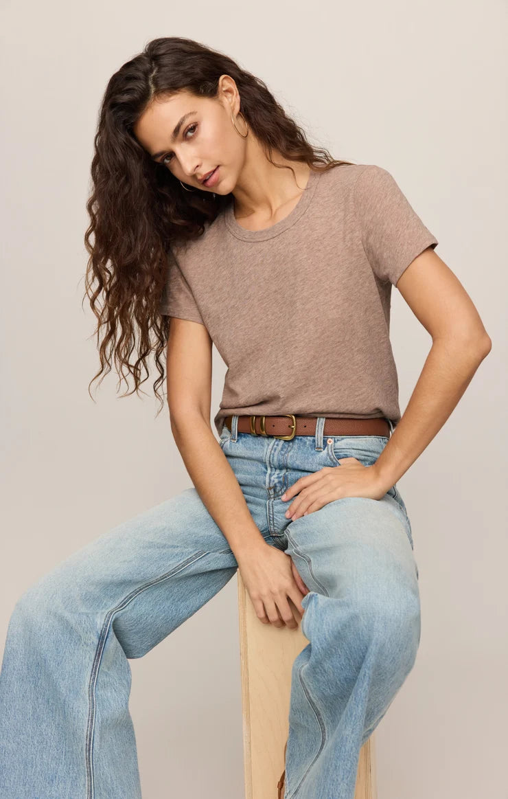 Z Supply Junie Slub Tee Shirt in Heather Ash