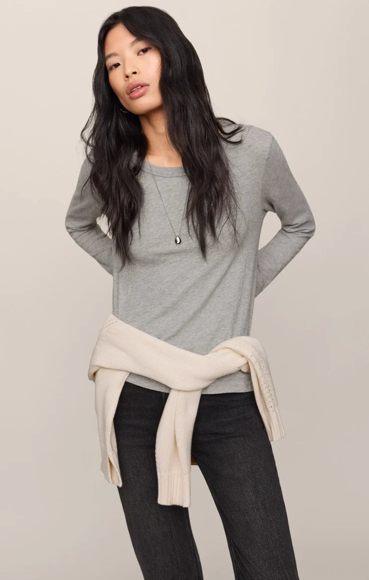 Z Supply Junie Long Sleeve Tee in Heather Grey