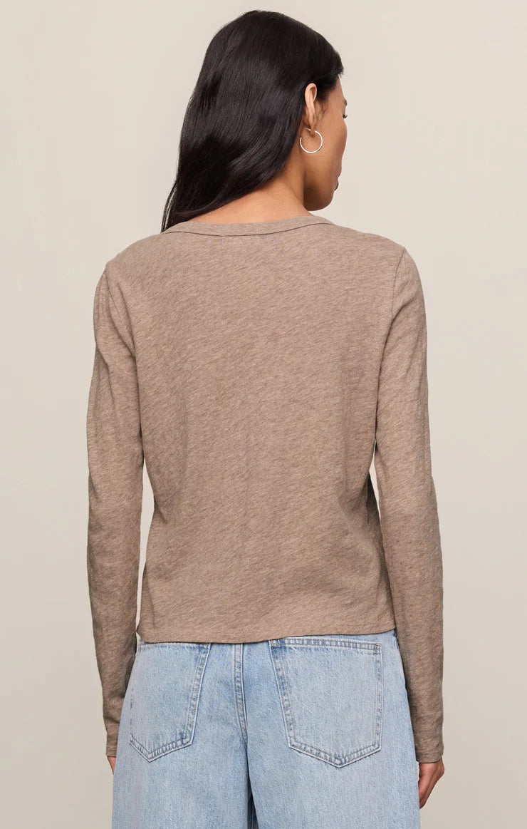 Z Supply Junie Long Sleeve Tee in Heather Ash