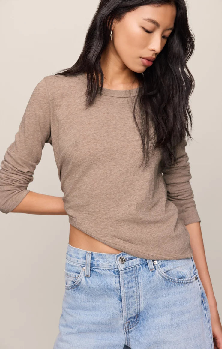 Z Supply Junie Long Sleeve Tee in Heather Ash