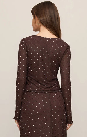 Z Supply Amara Dark Chocolate Polka Dot Mesh Top