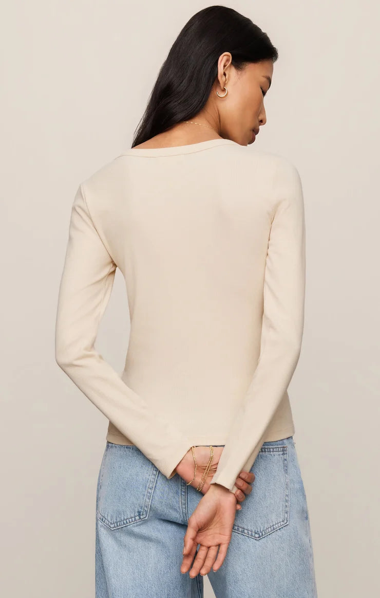 Z Supply Greyson Scoop Long Sleeve Tee in Chalk