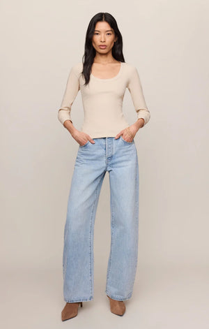 Z Supply Greyson Scoop Long Sleeve Tee in Chalk