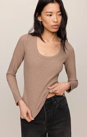 Z Supply Greyson Scoop Long Sleeve Tee in Heather Ash