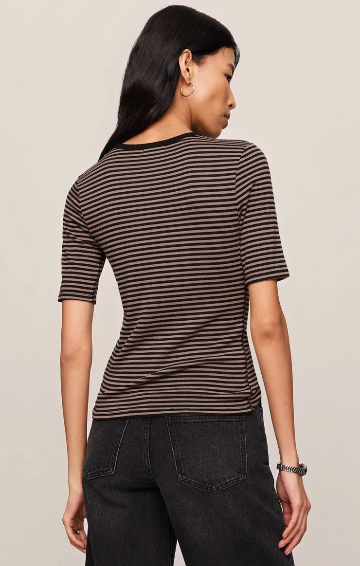 Z Supply Freida Striped Tee in Wild Mushroom