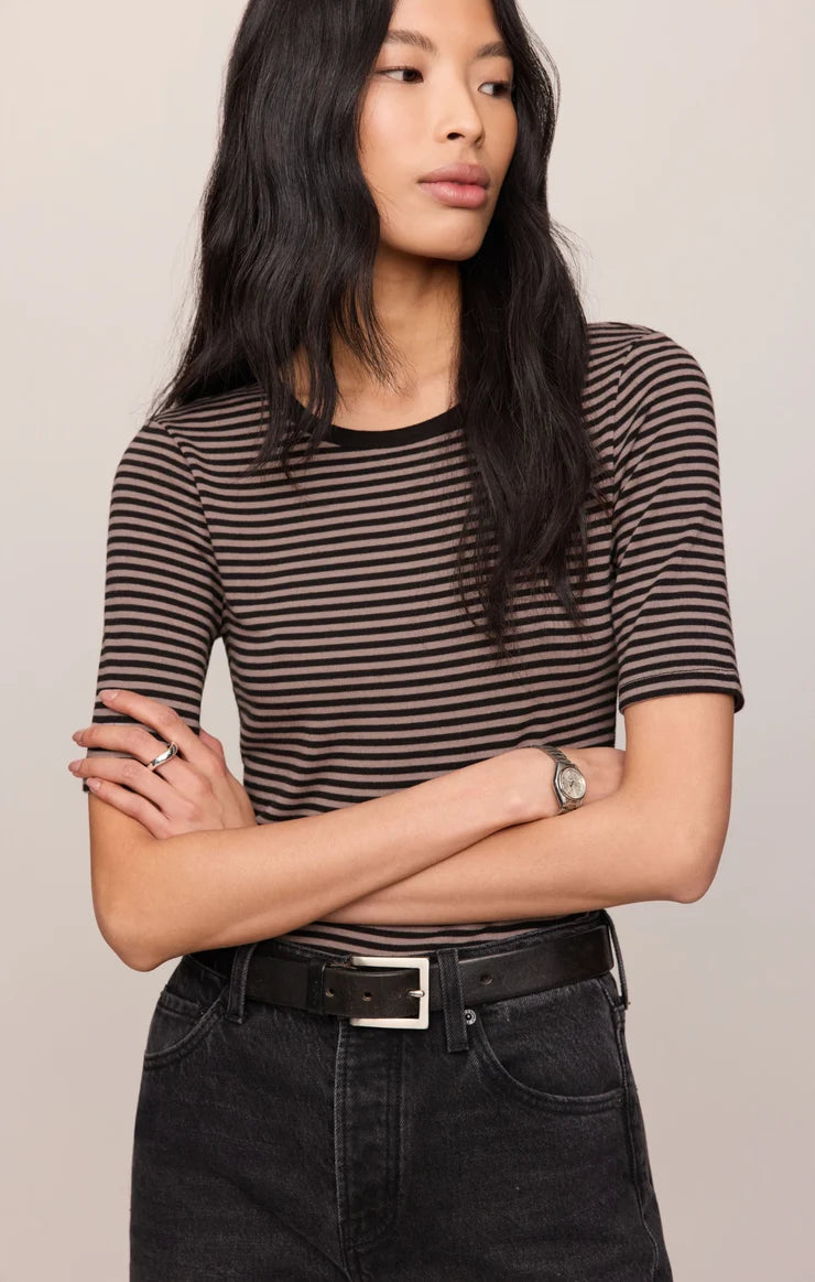 Z Supply Freida Striped Tee in Wild Mushroom 