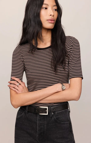 Z Supply Freida Striped Tee in Wild Mushroom