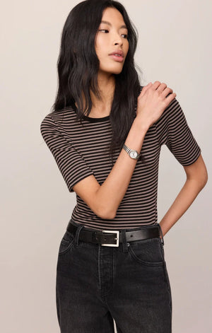 Z Supply Freida Striped Tee in Wild Mushroom