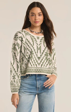 Z Supply YEVA Palm Green SWEATER