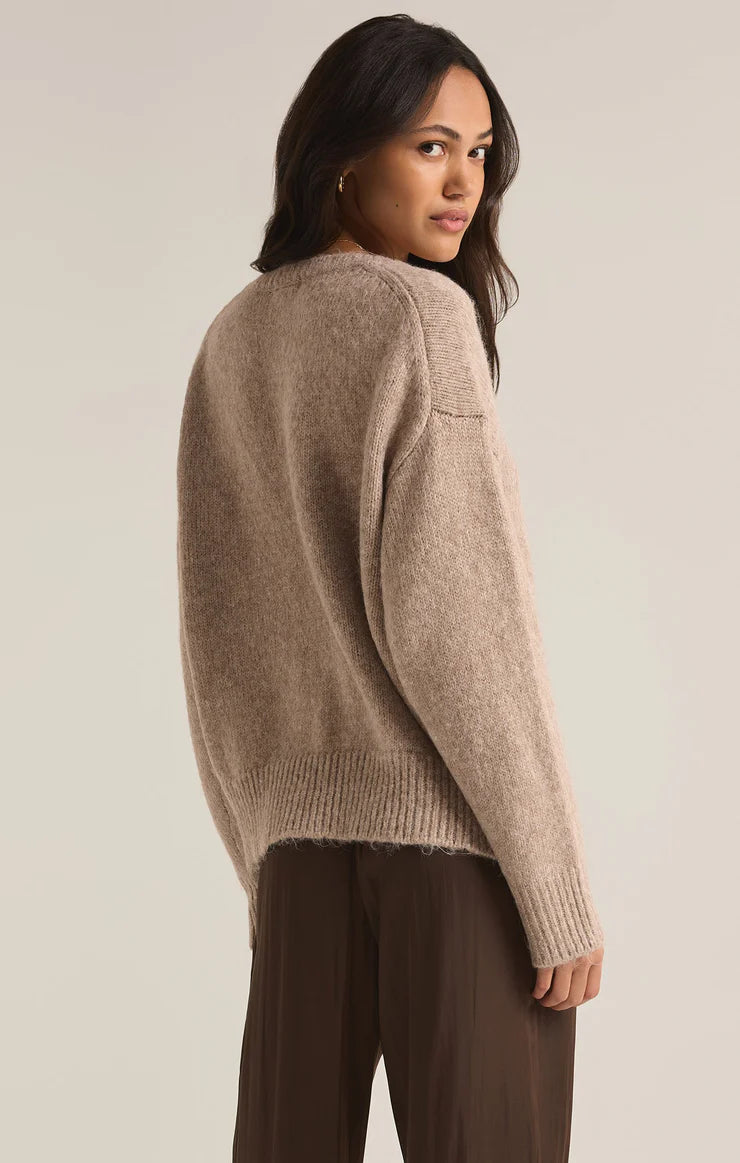 Z Supply All I Want V-Neck Heather Taupe Sweater