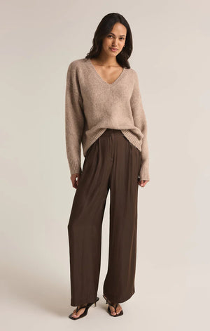 Z Supply All I Want V-Neck Heather Taupe Sweater