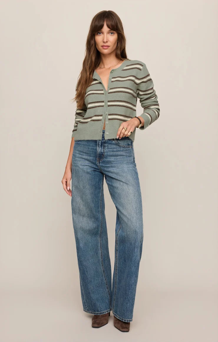 Z Supply Medina Stripe Cardigan in Aqua Cloud