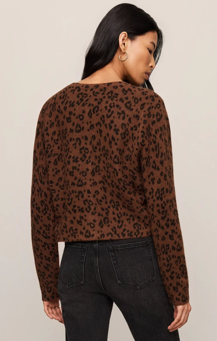 Z Supply Medina Leopard Cardigan in Burnt Umber