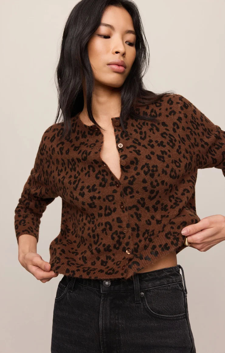 Z Supply Medina Leopard Cardigan in Burnt Umber