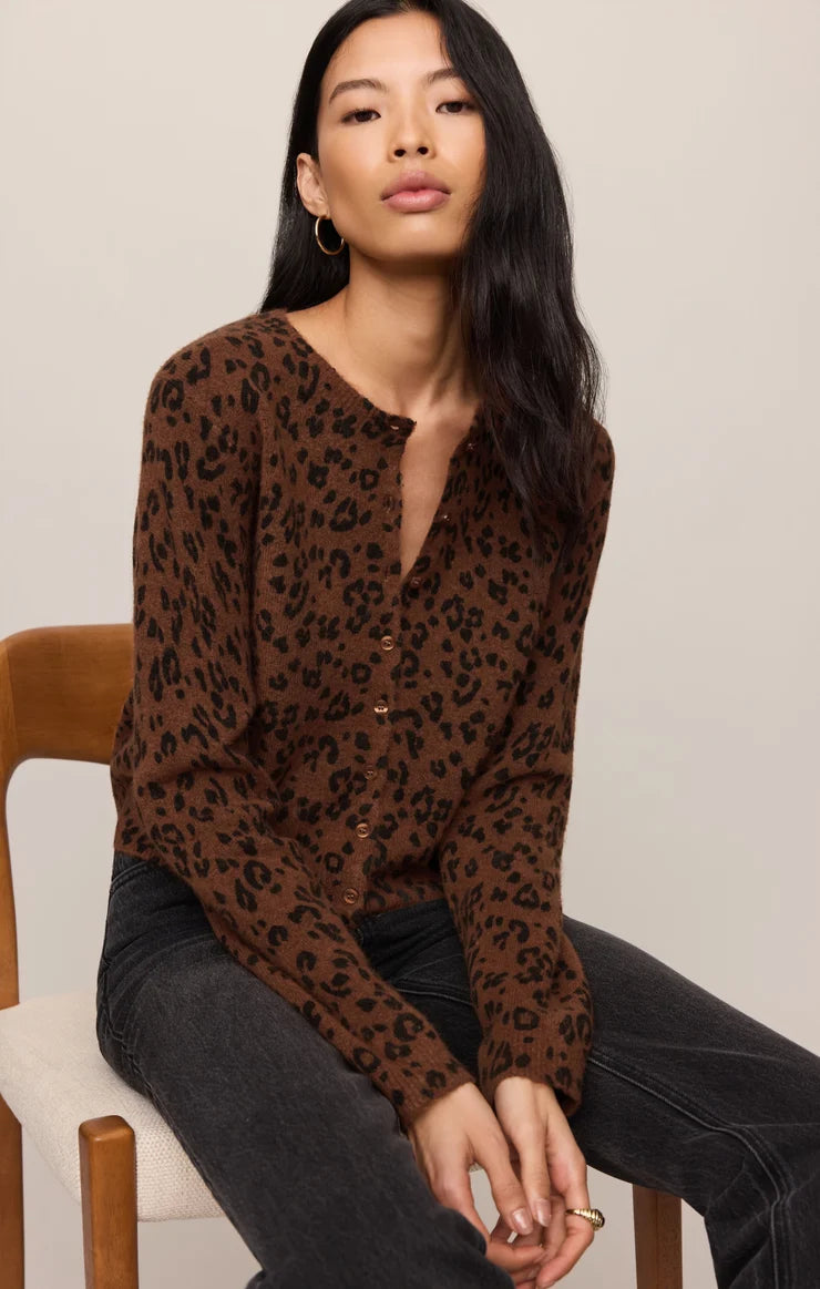 Z Supply Medina Leopard Cardigan in Burnt Umber