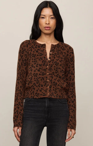 Z Supply Medina Leopard Cardigan in Burnt Umber