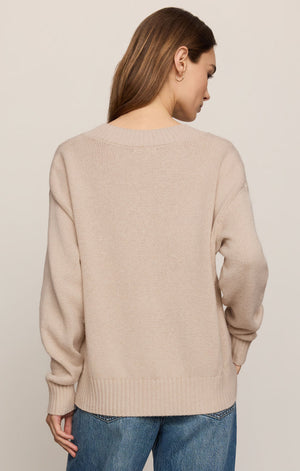 Z Supply Cloud Spun V-Neck Sweater in Frosted Pearl