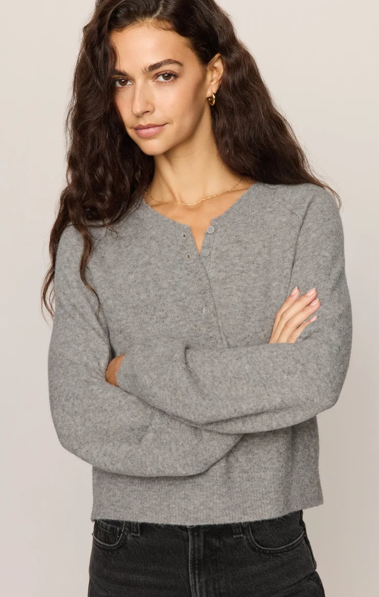 Z Supply Westmont Henley Sweater in Classic Heather Grey