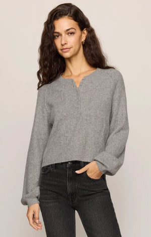 Z Supply Westmont Henley Sweater in Classic Heather Grey